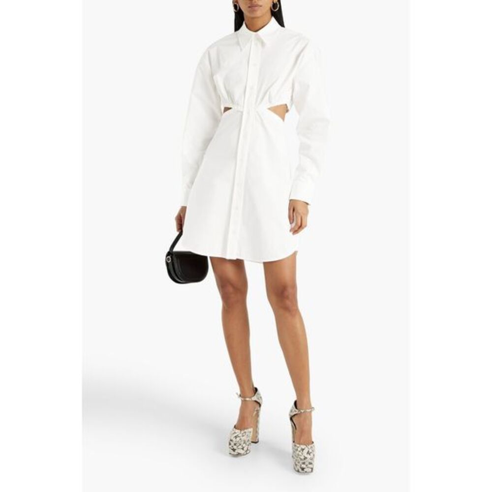 VICTORIA BECKHAM Cutout organic cotton-blend poplin mini shirt dress US 0 $750